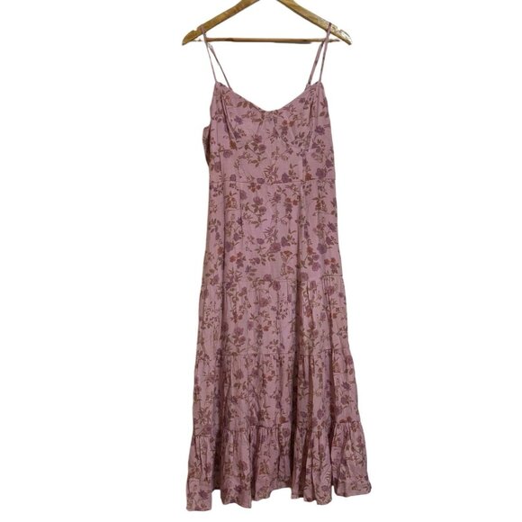 Trixxi Purple Floral Maxi Dress Sz XL Tiered Boho Cottagecore Lined Flowy - Picture 1 of 7